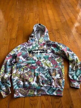 Zoo York  Graphic Hoodie in Teal, Pink & Yellow